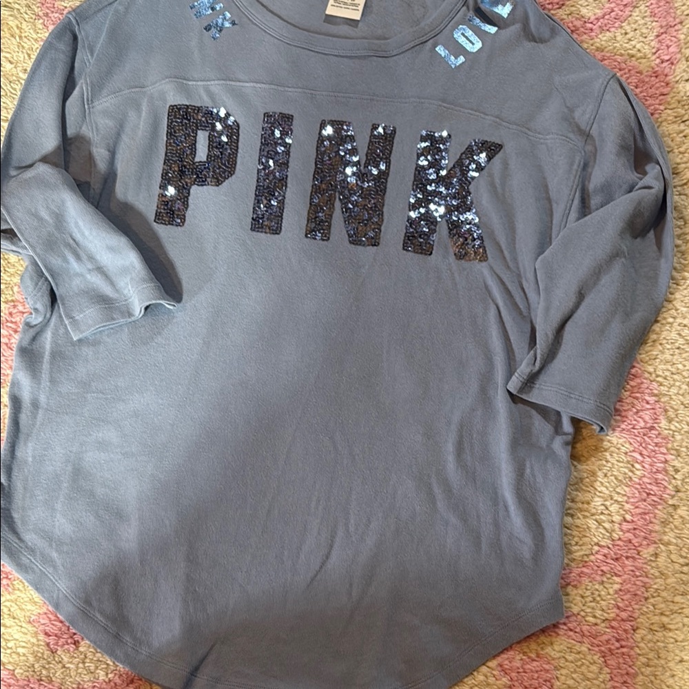 PINK Victoria's Secret  Sequin cotton Top oversized size XS